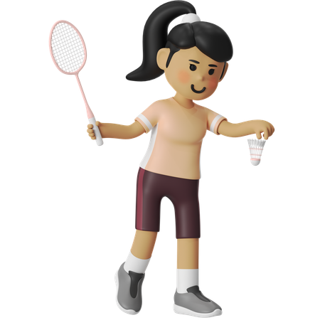 Serve Forehand Badminton Girl  3D Icon