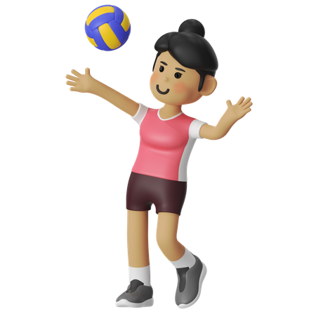 Serve Volley Player Girl  3D Icon