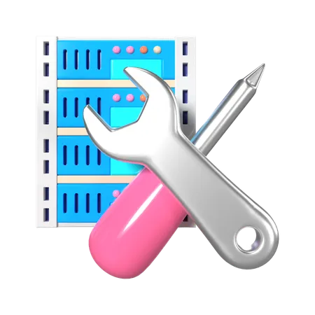 This Is Server Maintenance 3 D Render Illustration Icon It Comes As A High Resolution PNG File Isolated On A Transparent Background The Available 3 D Model File Formats Include BLEND OBJ FBX And GLTF 3D Icon