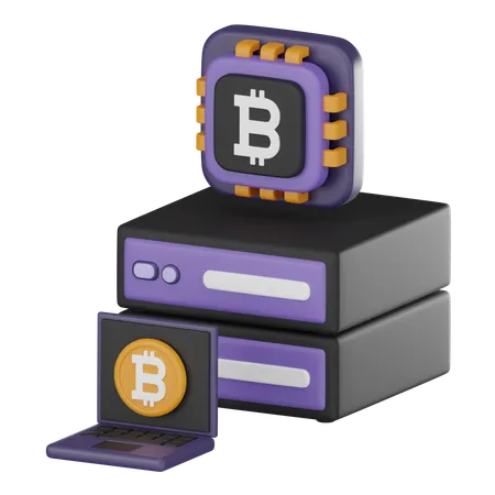 Server Mining Bitcoin Technological Infrastructure That Underpins Cryptocurrency Mining Operations Presentations Website Related Blockchain Technology 3 D Render Illustration 3D Icon