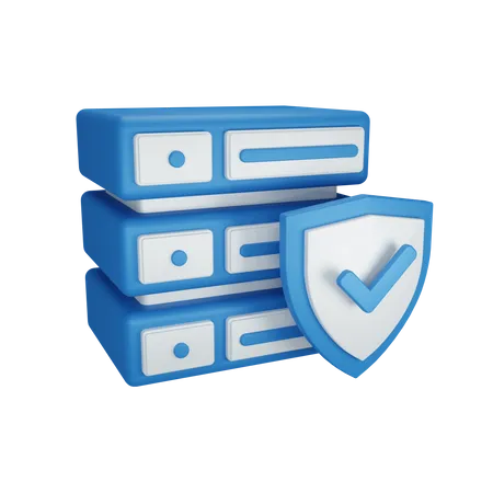 3 D Rendering Server Protected Concept With Shield And Colorful Server Database 3D Illustration