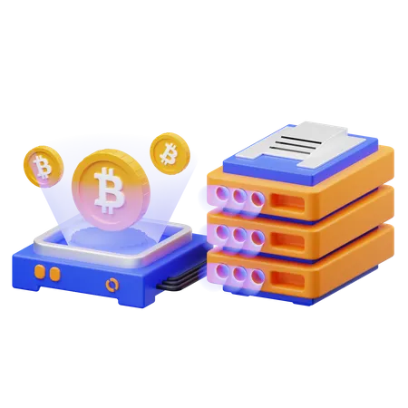 Serveur Bitcoin  3D Illustration
