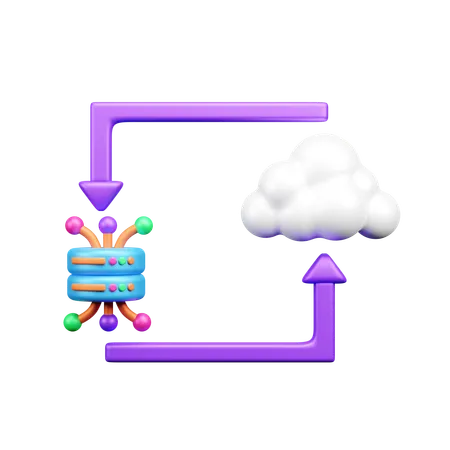 Serveur connecté au cloud  3D Icon