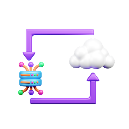 Serveur connecté au cloud  3D Icon