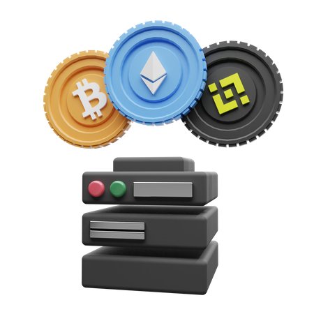 Serveur de crypto-monnaie  3D Illustration