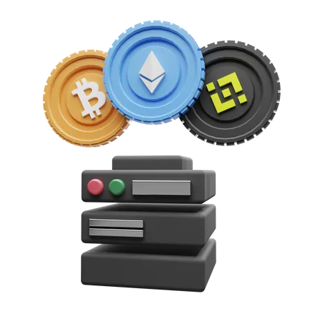 Serveur de crypto-monnaie  3D Illustration