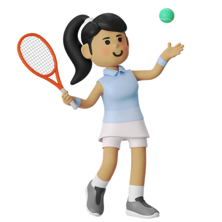 Fille joueuse de tennis au service  3D Illustration