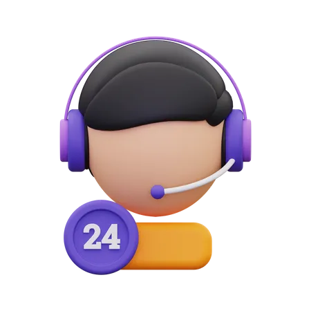 Service client 24 heures sur 24  3D Icon