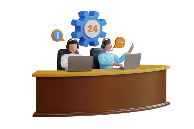 Service client 24 heures sur 24  3D Illustration