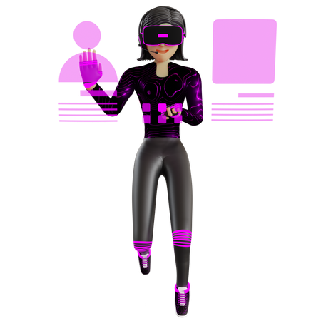 Service client féminin sur le métaverse d'un appareil de réalité virtuelle  3D Icon