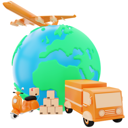 Service de livraison dans le monde entier  3D Illustration