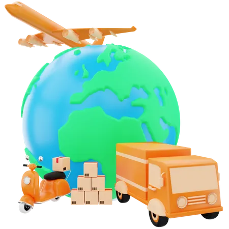 Service de livraison dans le monde entier  3D Illustration