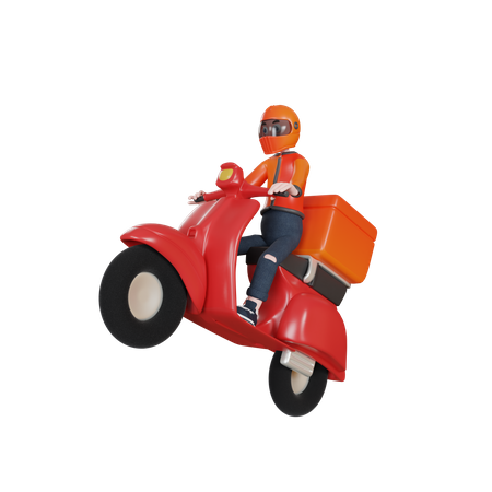 Service de livraison en scooter  3D Illustration