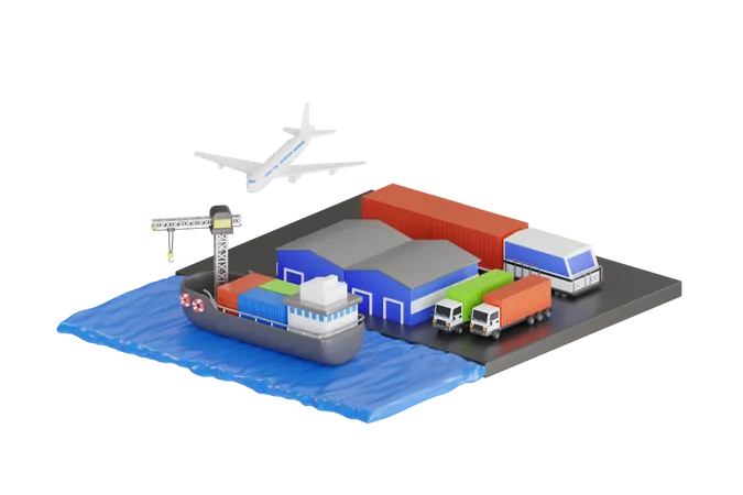 Service de transport et de logistique  3D Illustration