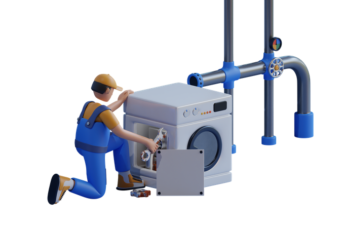 Service Professional Will Come To Customer House To Repair Washing Machine  3D Icon