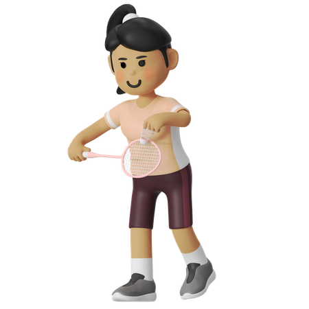 Fille de badminton en revers de service  3D Illustration