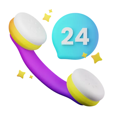 Service téléphonique 24 heures sur 24  3D Icon
