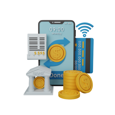 Les services bancaires mobiles  3D Icon