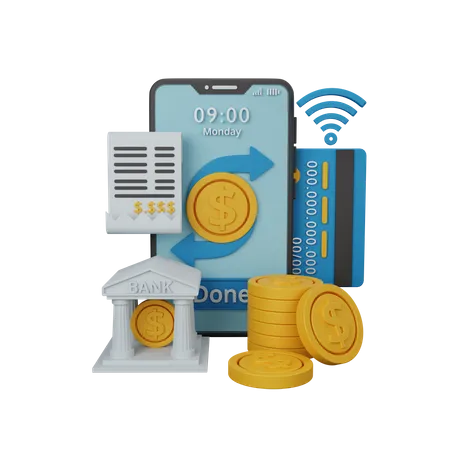 Les services bancaires mobiles  3D Icon