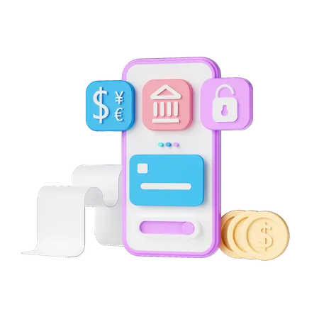 Les services bancaires mobiles  3D Illustration