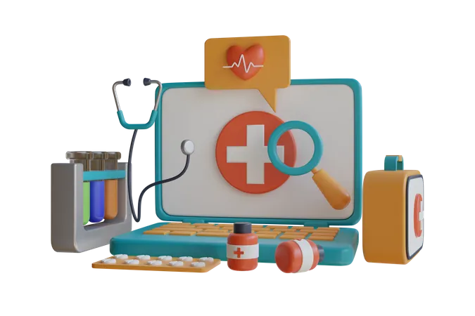 Services médicaux en ligne  3D Illustration