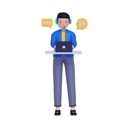 Servicio al cliente activo las 24 horas.  3D Icon