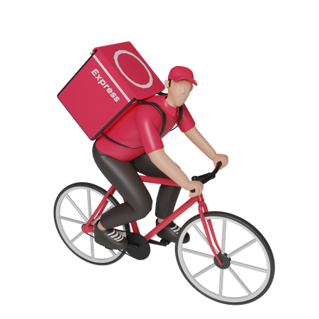 Servicio de entrega en bicicleta.  3D Illustration
