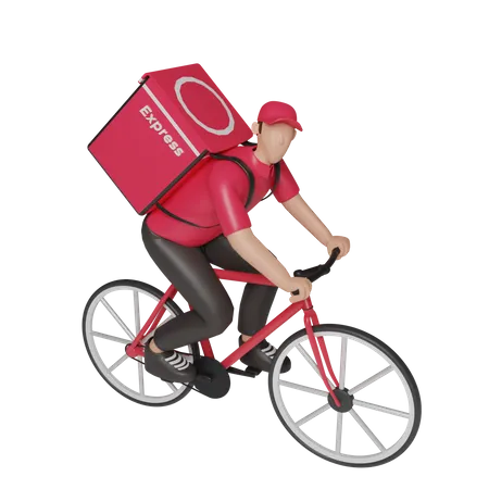 Servicio de entrega en bicicleta.  3D Illustration