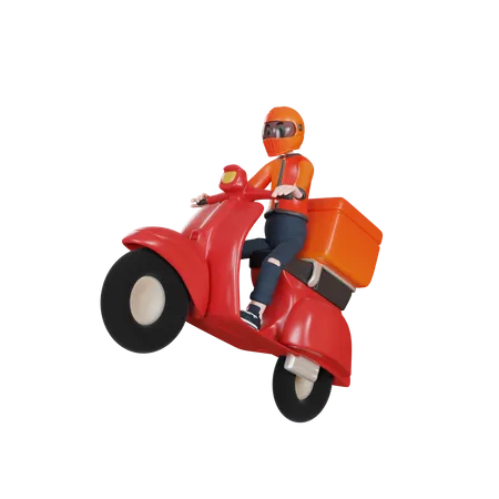 Servicio de entrega en scooter  3D Illustration