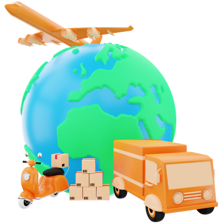 Servicio de entrega mundial  3D Illustration