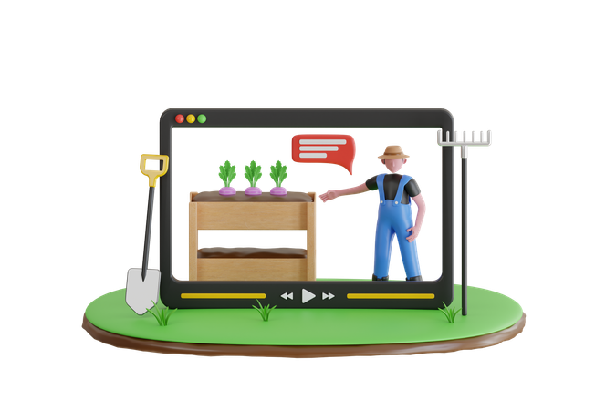 Servicio en línea de jardinería  3D Illustration