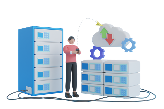 Servicio digital o aplicación con transferencia de datos.  3D Icon