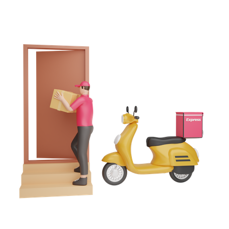 Servicio de mensajería puerta a puerta.  3D Illustration