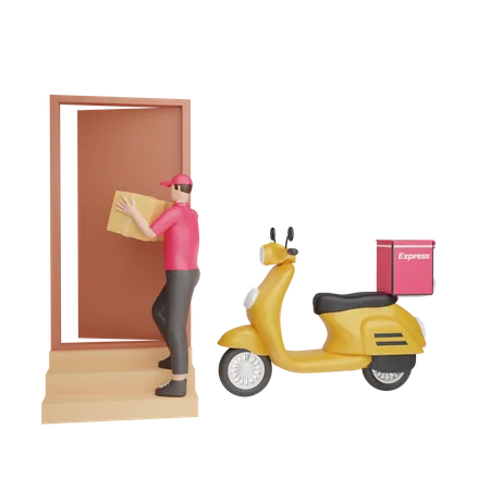 Servicio de mensajería puerta a puerta.  3D Illustration