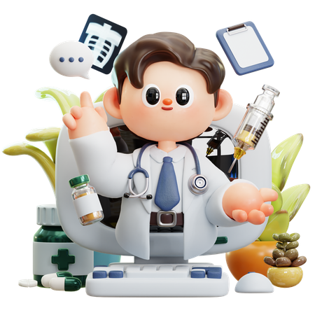 Servicios médicos en línea  3D Illustration