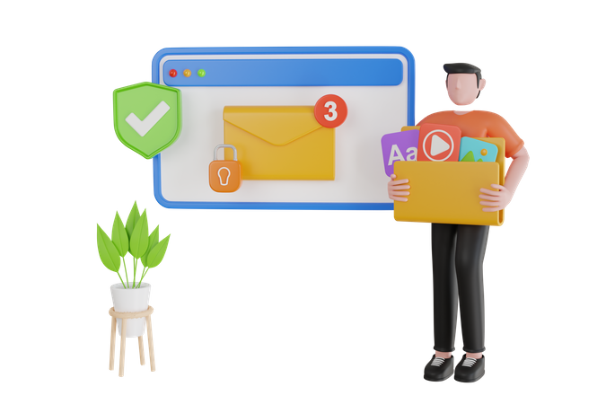 Serviço de e-mail criptografado seguro on-line  3D Icon