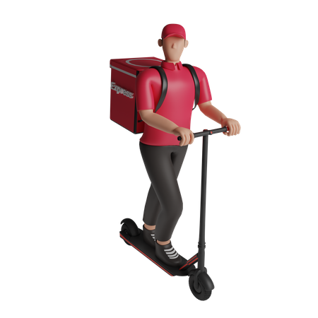 Serviço de entrega em scooter  3D Illustration