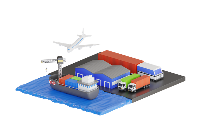 Serviço de transporte e logística  3D Illustration