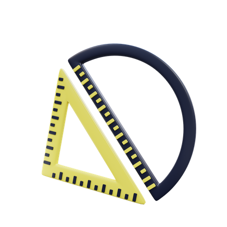 Set Square And Protector  3D Icon