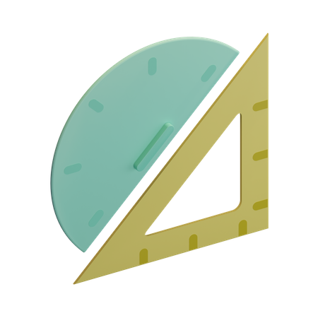 Set Square And Protractor  3D Illustration