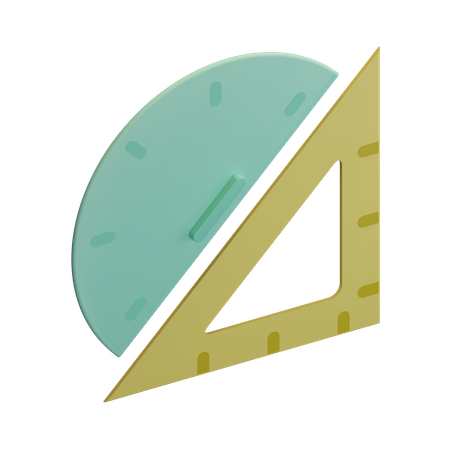Set Square And Protractor 3D Illustration