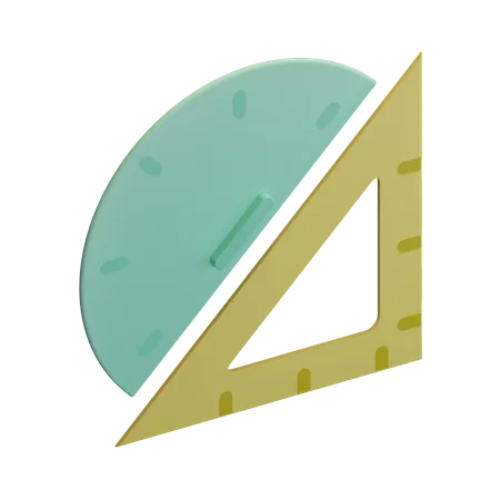 Set Square And Protractor  3D Illustration