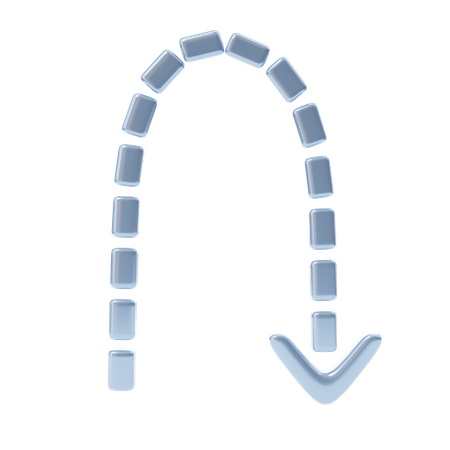 Seta pontilhada curvada para baixo  3D Icon