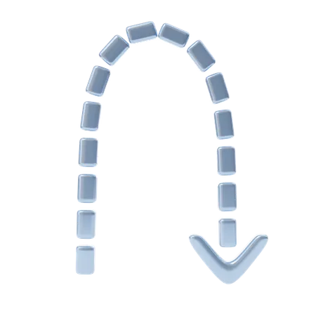 Seta pontilhada curvada para baixo  3D Icon