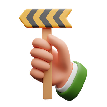 Mão segurando a seta indicadora de direção  3D Icon