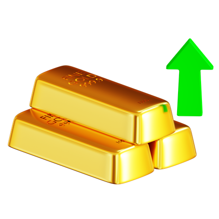 Seta do preço do ouro aumenta crescendo  3D Icon