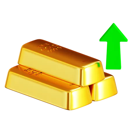 Seta do preço do ouro aumenta crescendo  3D Icon