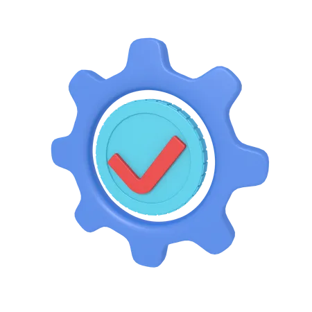 3 D Illustration Of Setting Success With Gear Check List 3D Icon