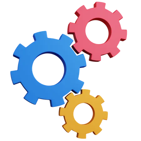 3 D Rendering Three Gear Setting With Different Colors Isolated 3D Icon