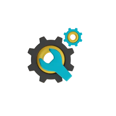 Settings Gear And Wrench  3D Icon